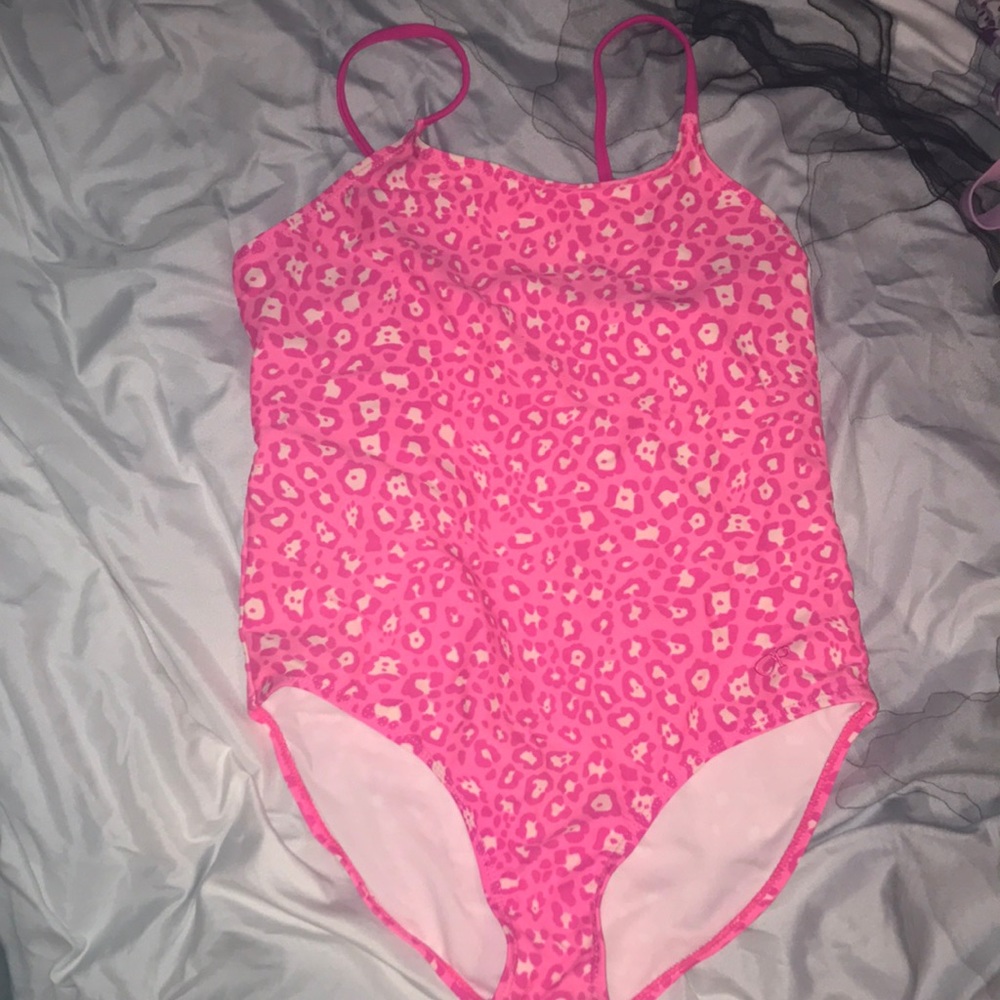Pink Leopard print one piece bathing suit